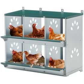 Chicken Nesting Box, 6 Room Metal Nesting Boxes for Chicken,Galvanized steel Nesting Boxes for Hens,Easy to Assemble (Color: as Pic)